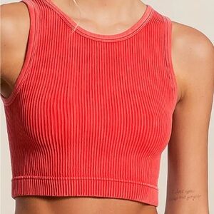 Freshwear -Red Ribbed Crop Top